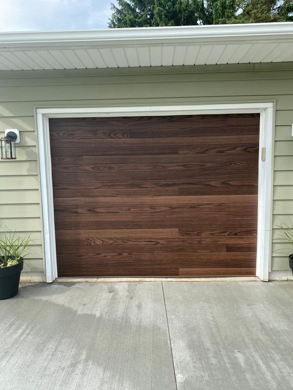 Dark walnut finish sectional garage door